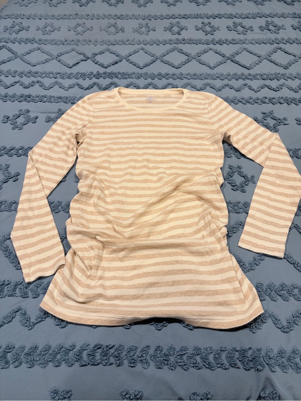 GAP Long-Sleeve Striped Tee in Cream & Tan